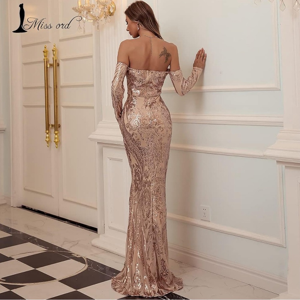 Gold Cocktail Prom Gala Gown - Picture 5 of 5
